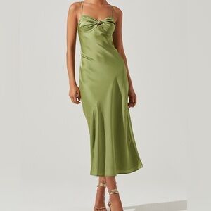 ASTR the Label Olive Mariela Satin Midi Dress